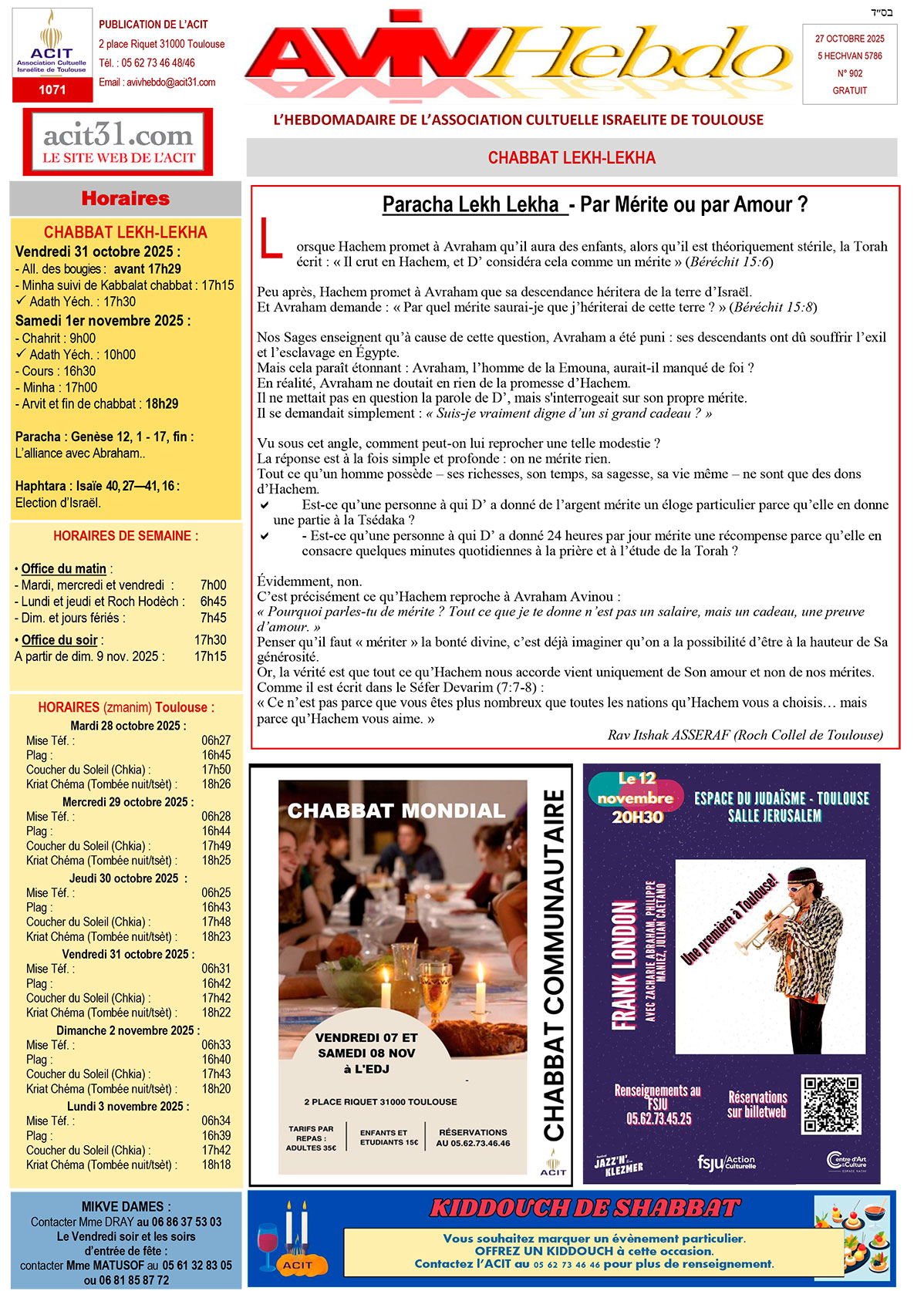 Aviv Hebdo – Page 1